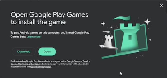 Mensaje en el que se le pide al usuario que abra la página de la ficha del juego o que descargue
cliente si es necesario