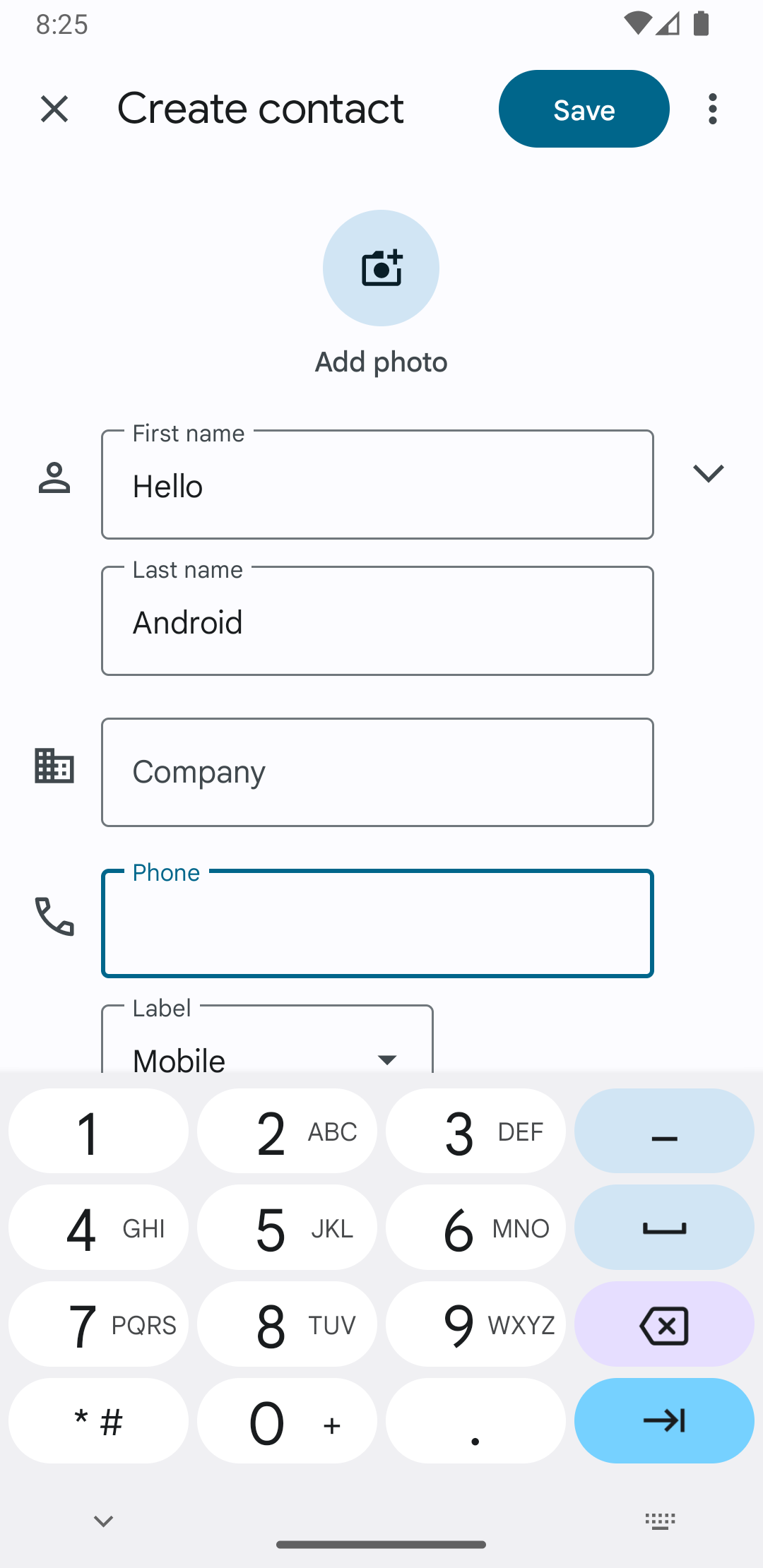 Gambar yang menampilkan input numerik di IME Latin