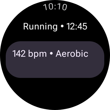 WearDevices.SMALL_ROUND에서 렌더링된 WorkoutScreenPreview