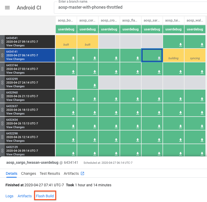 Flasher un build sur un appareil