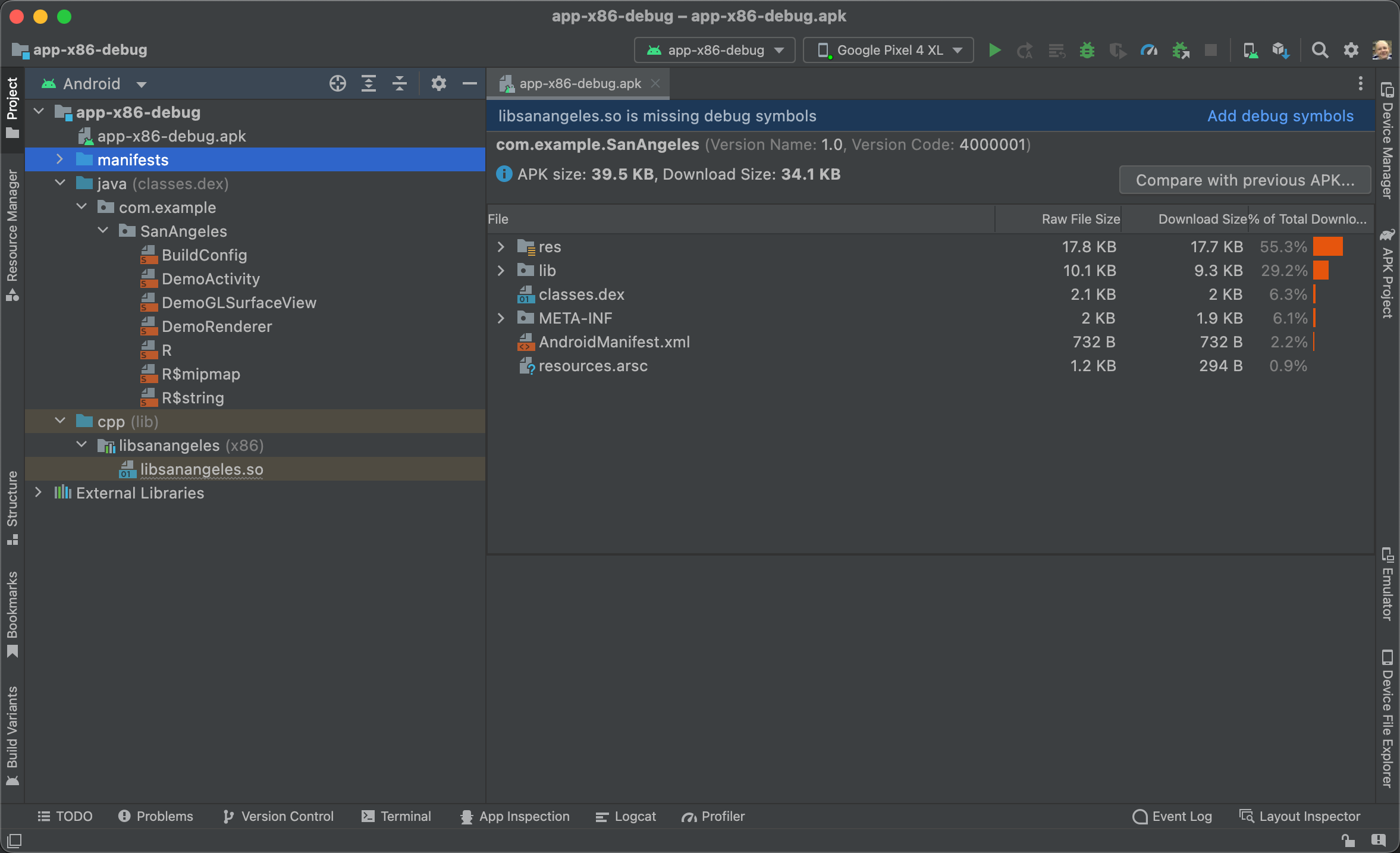 Importazione di un APK predefinito in Android Studio