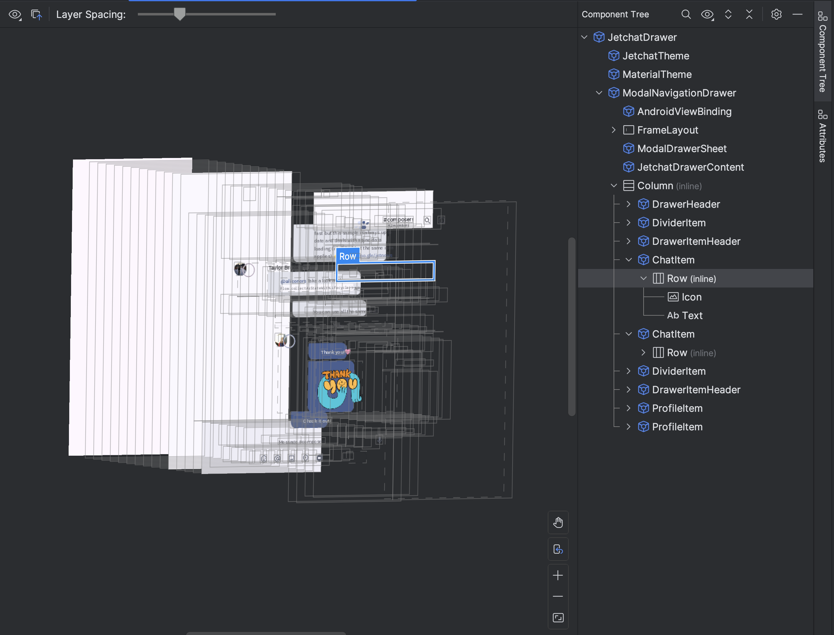 Layout Inspector: 3D-Ansicht