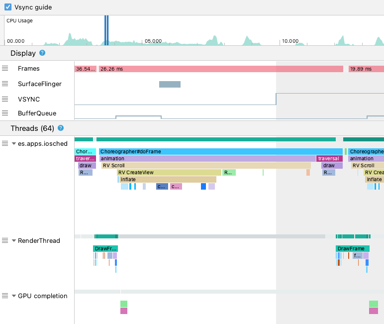 Seção &quot;Threads&quot; em &quot;Display&quot;