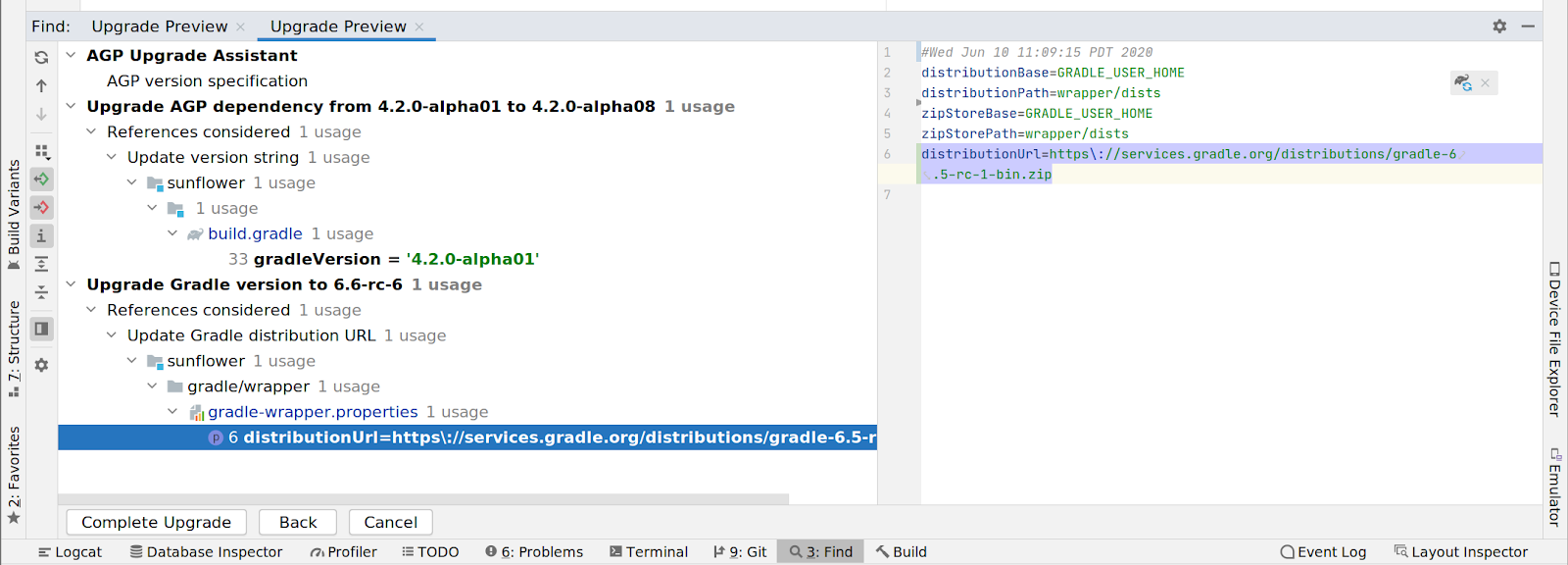 Anteprima delle modifiche da eseguire con l&#39;assistente all&#39;upgrade