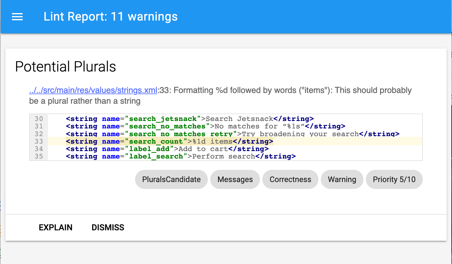 نموذج تقرير HTML lint