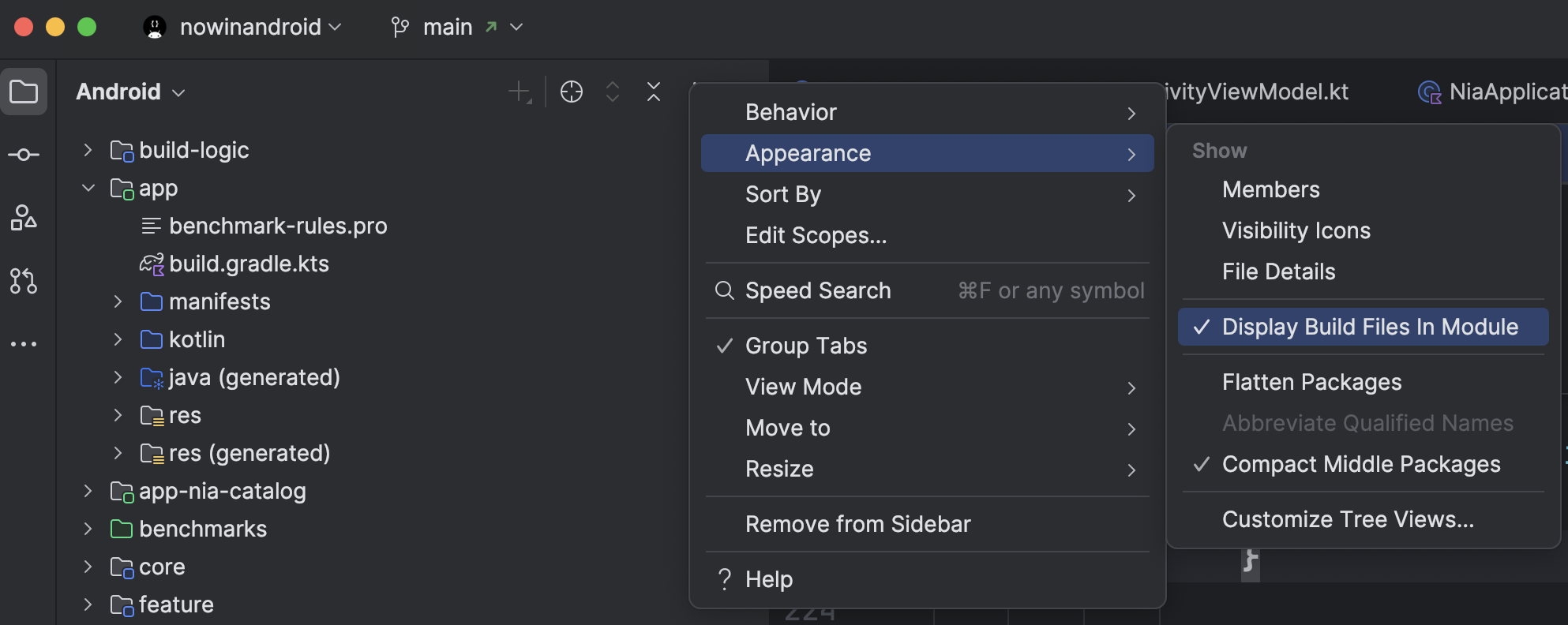 Android View: Build Files In Module
