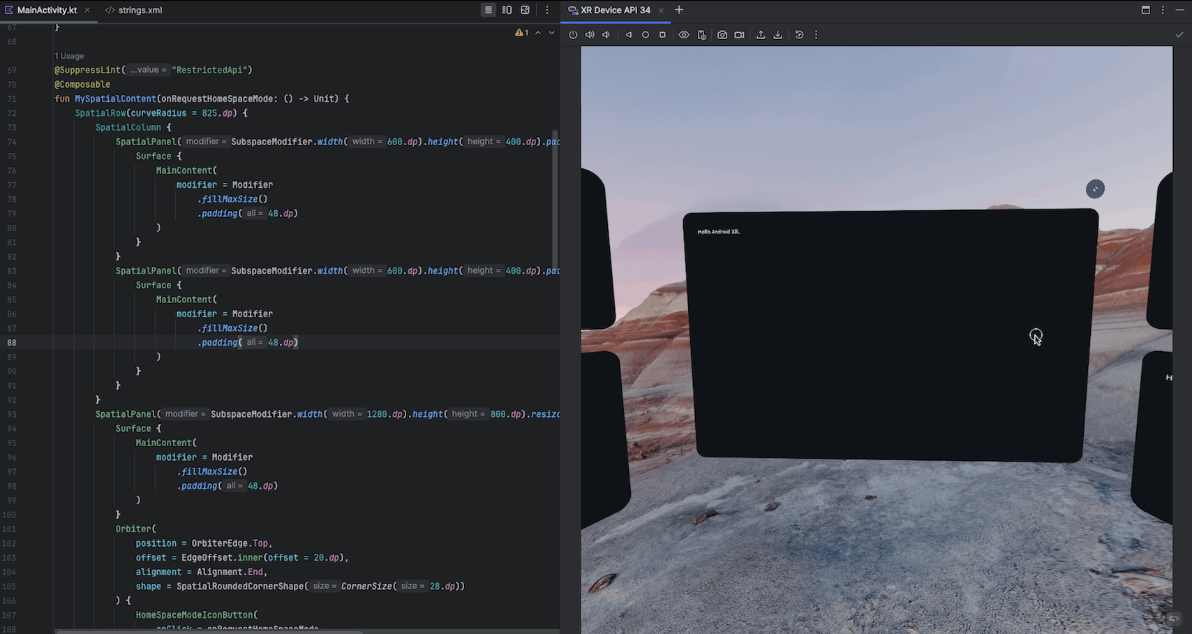 XR エミュレータがデフォルトで埋め込み状態で起動するようになりました。