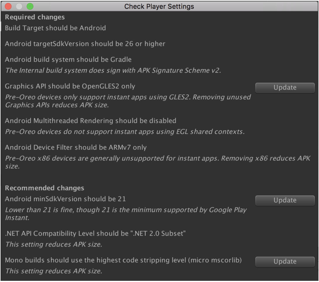 پیشنهادات خاص شامل استفاده از OpenGL ES 2.0 فقط و غیرفعال کردن Multithreaded Rendering است.