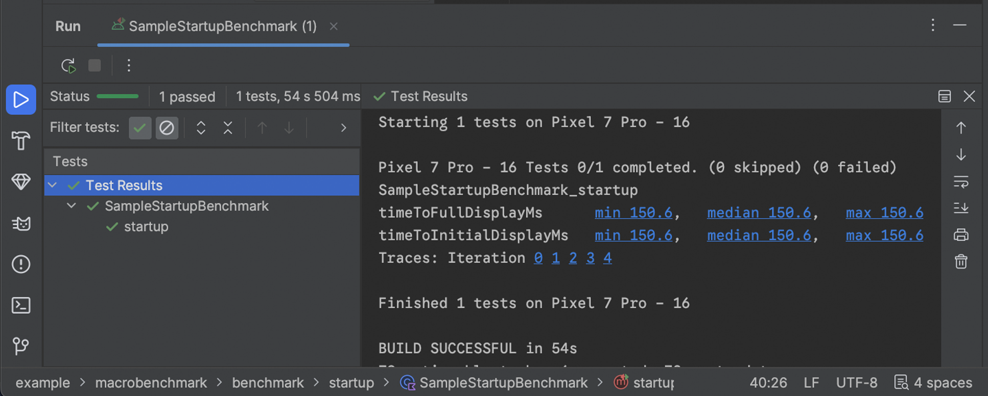 Hasil startup Macrobenchmark.