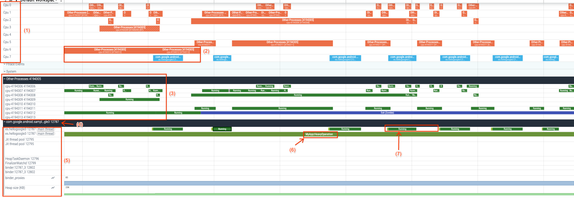 Sekcje zredagowanego śladu