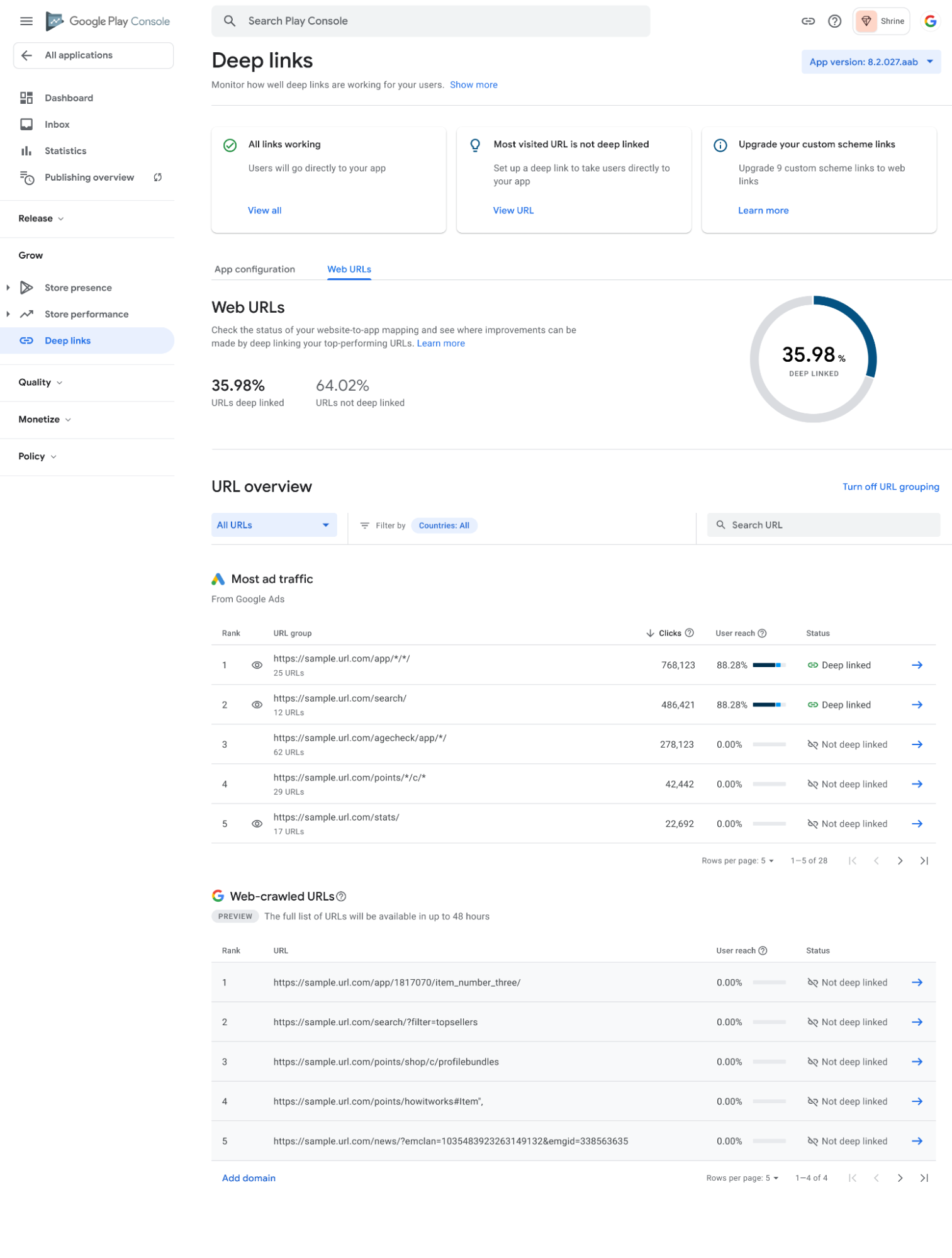 Zrzut ekranu z Konsoli Play