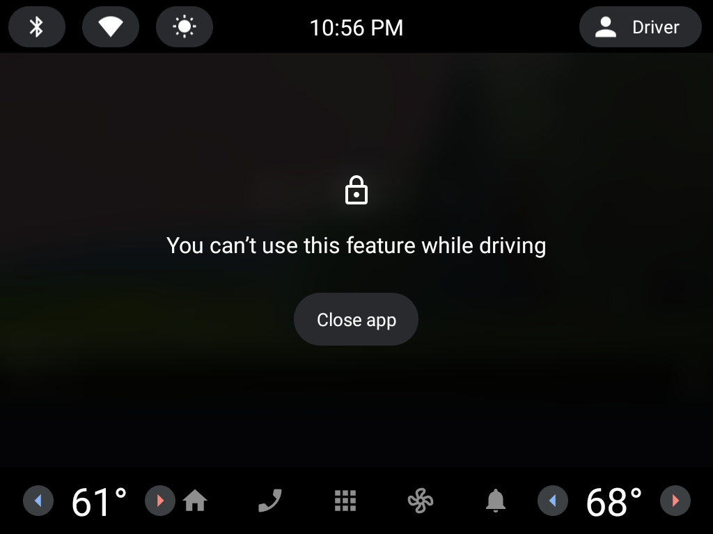 La actividad de bloqueo de actividades que se muestra sobre una app que no está marcada como optimizada para distracciones