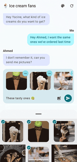 Animation showing the continuous photo picker selection process