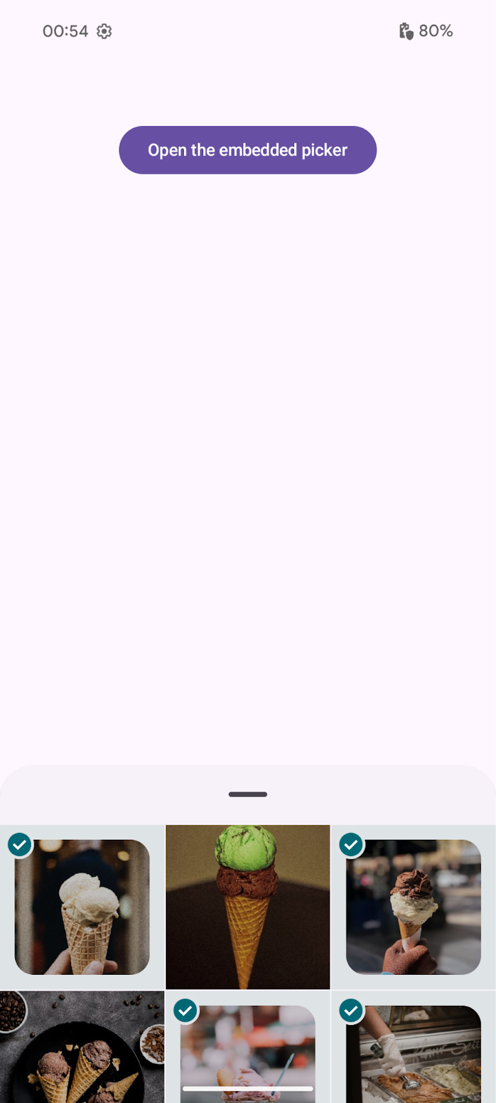 Captura de pantalla del selector de fotos sin configurar el color de los elementos destacados