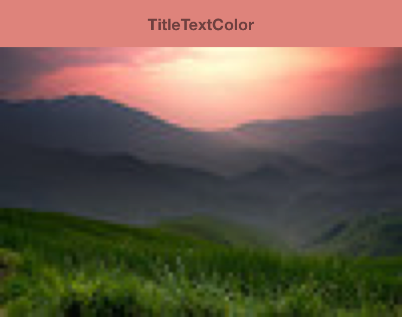 夕焼けと、TitleTextColor が設定されたツールバーを示す画像