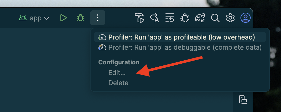 „Bearbeiten…“ ist die erste Option im Drop-down-Menü im Bereich „Konfiguration“.
