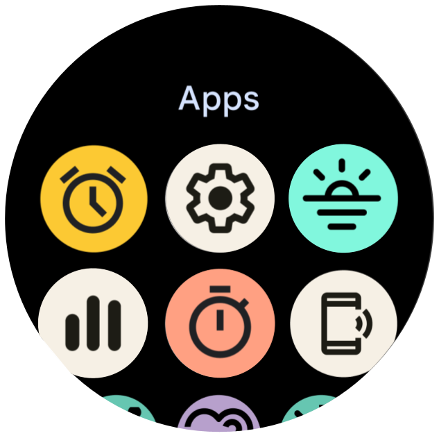 Les icônes du lanceur d&#39;applications s&#39;affichent côte à côte, à la fois verticalement et horizontalement.