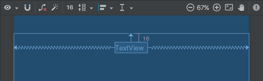 The text view centered at the top of the layout.